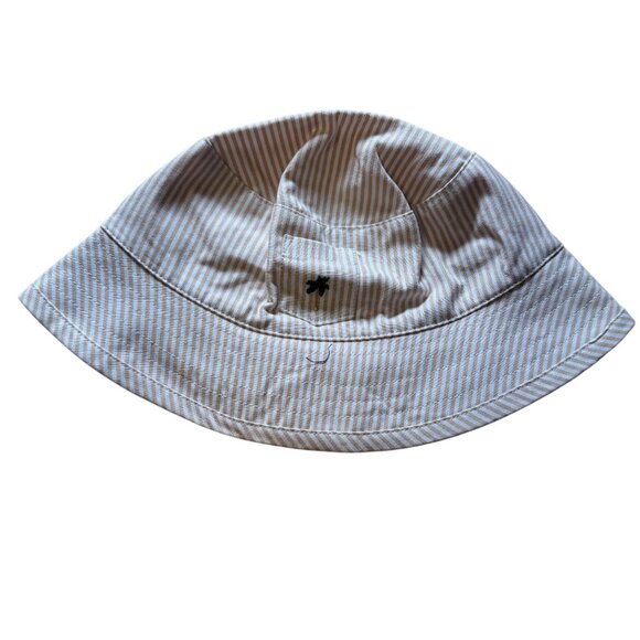 Janie and Jack Striped Bucket Hat with Palm Tree Appliqué Tan & White NWT! - Picture 1 of 3
